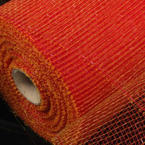 Golden Red Decorating Mesh Craft Ribbon 6.5" x 80 Yards - IMAGE 1