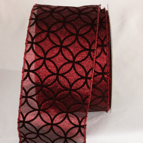 Sheer Black and Red Wired Craft Ribbon 4" x 20 Yards - IMAGE 1