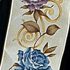 White and Blue Spanish Rose Print Wired Craft Ribbon 2.5" x 27 Yards - IMAGE 1