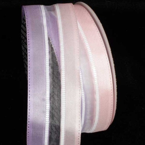 Pink and Purple Striped Wired Craft Ribbon 1.5" x 80 Yards - IMAGE 1