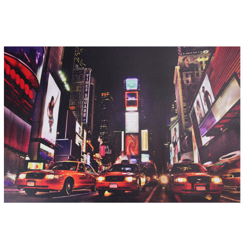 LED Lighted NYC Times Square Broadway Taxi Cabs Canvas Wall Art - 15.75" x 23.5" - IMAGE 1
