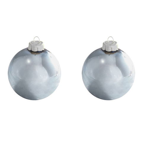 2ct Sky Blue Shiny Glass Christmas Ball Ornaments 6" (150mm) - IMAGE 1