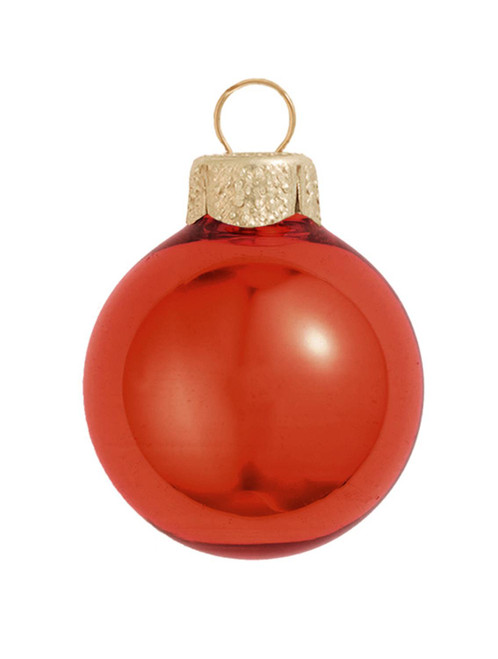28ct Henna Red Shiny Glass Christmas Ball Ornament 2" (50mm) - IMAGE 1