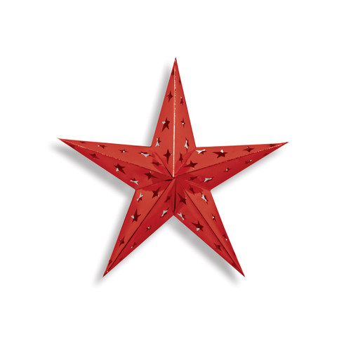 Club pack of 12 Starry Night Themed Red 3-D Foil Star Cutout Party Decorations 12" - IMAGE 1