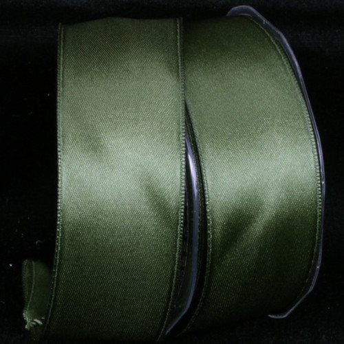 Olive Green Double Face Wired Craft Ribbon 1.5" x 44 Yards - IMAGE 1