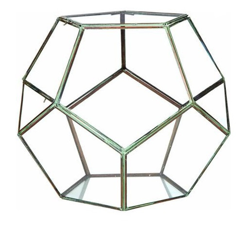 14" Clear and Brown Contemporary Glass Geodesic Terrarium with Double Hinged - IMAGE 1