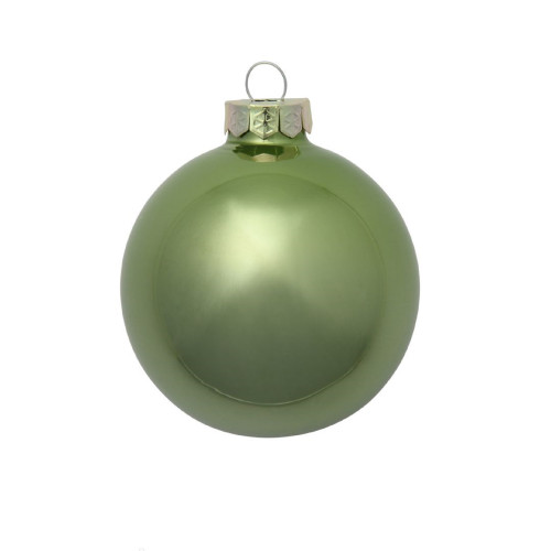 Large Pearl Finish Glass Christmas Ball Ornament - 7" (180mm) - Lime Green - IMAGE 1