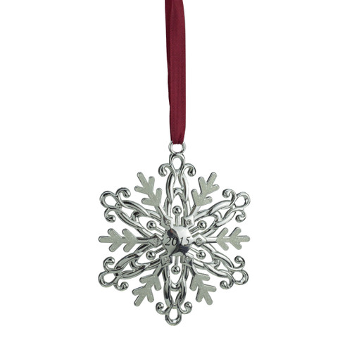 3" Silver and Red European Crystals Snowflake Christmas Ornament - IMAGE 1