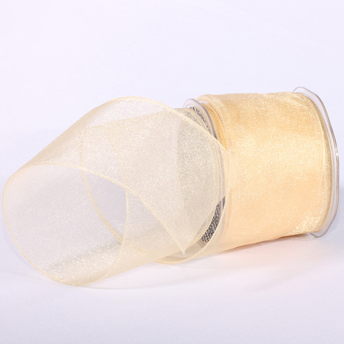 Ivory Smoke Winter Mood Wired Craft Ribbon 3" x 27 Yards - IMAGE 1