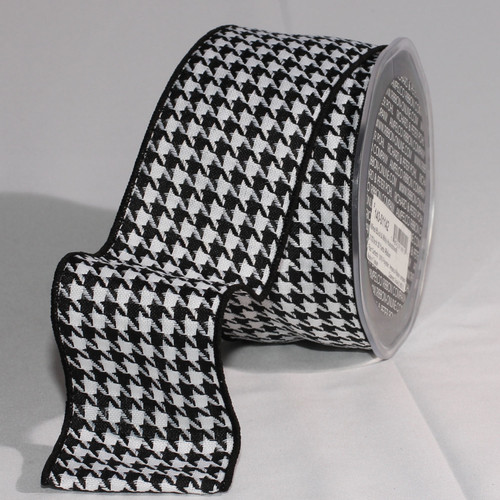Black and White Houndstooth Wired Craft Ribbon 2.5" x 80 Yards - IMAGE 1
