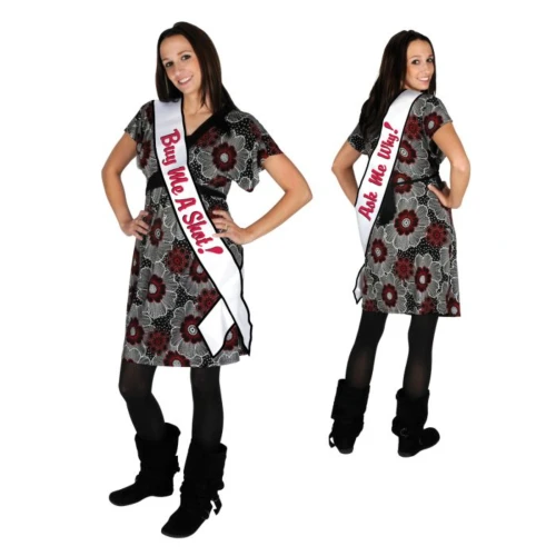 Pack of 6 White and Red "Buy Me A Shot! Ask Me Why!" Sash Party Favors 33" - IMAGE 1