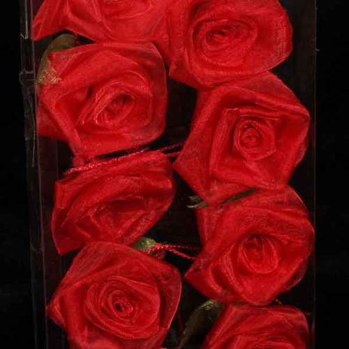 Cherry Red Rose Flower Wired Craft Garland 54' - IMAGE 1