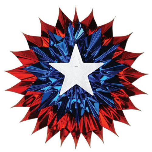 Patriotic Fan Burst Metallic Fan Hanging Decorations - 15" - Pack of 12 - IMAGE 1