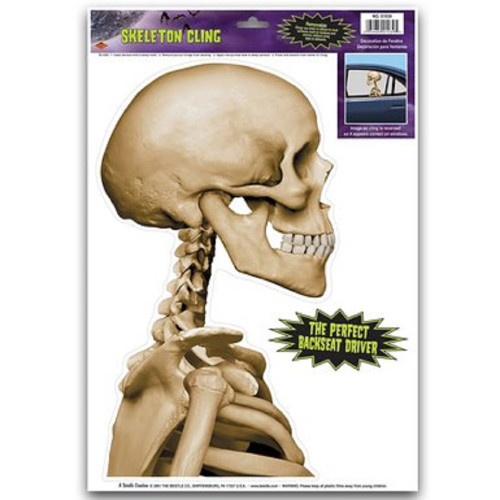 Pack of 12 Backseat Driver Skeleton Halloween Car Window Cling Decorations - IMAGE 1