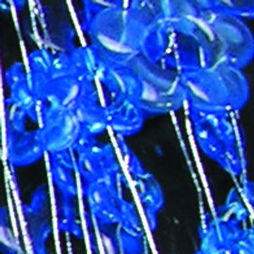 Blue Decorative Strand of Flowers on Wire 1.25" x  22 Yards - IMAGE 1