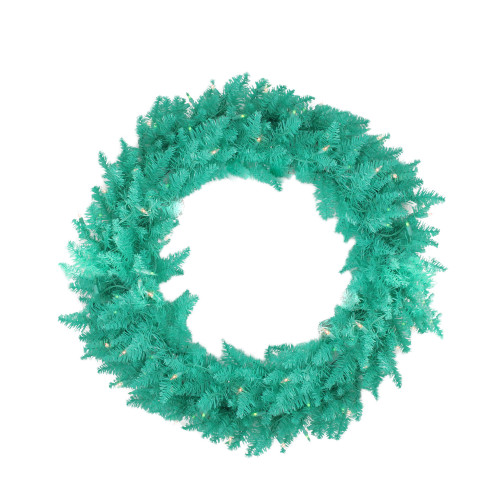 Pre-Lit Seafoam Artificial Christmas Wreath - 48-Inch, Clear and Green Lights - IMAGE 1