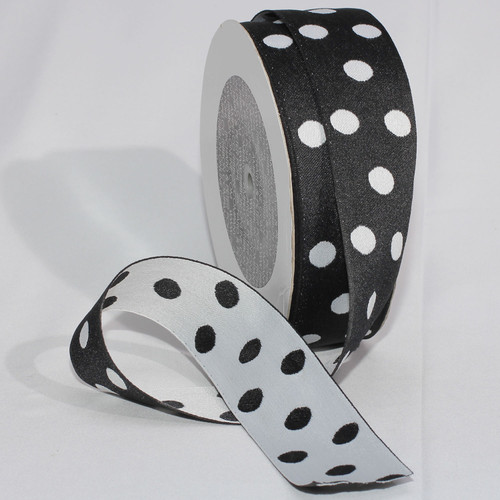 Black Contemporary Polka Dot Woven Craft Ribbon 1.5" x 27 Yards - IMAGE 1