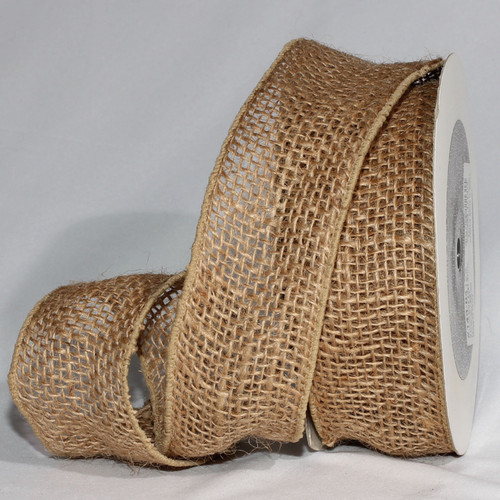 Natural Brown Burlap Wired Craft Ribbon 2" x 40 Yards - IMAGE 1