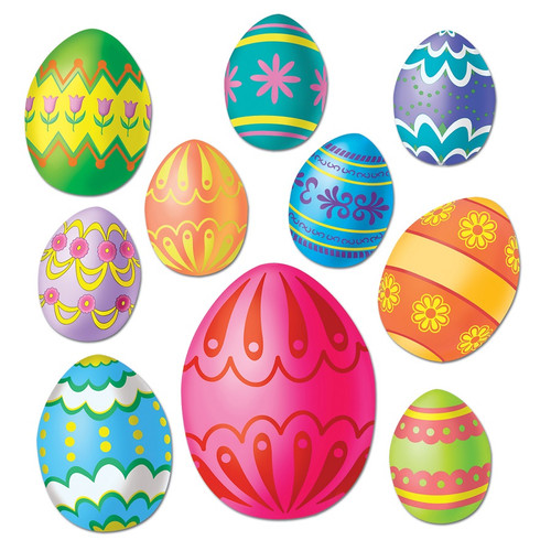 Club Pack of 240 Colorful Easter Egg Cutout Holiday Decorations 12" - IMAGE 1