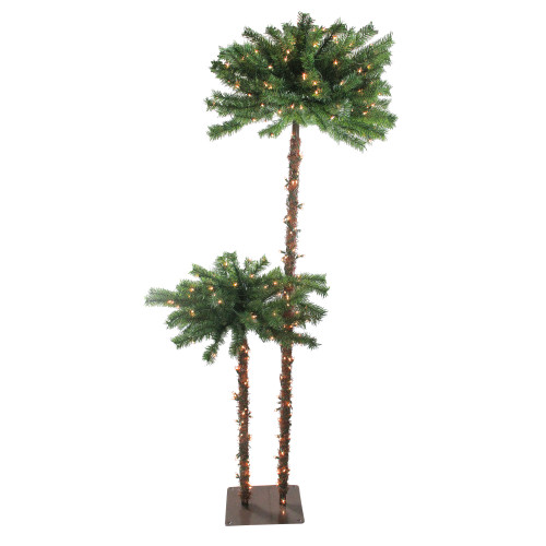 6' Pre-Lit Tropical Palm Tree Artificial Christmas Tree - Clear Lights - IMAGE 1