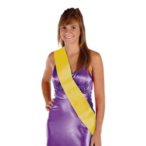 Pack of 6 Blank Customizable Yellow Satin Sashes 33" - IMAGE 1