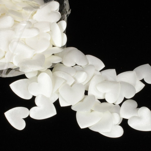 Club Pack of 200 White Solid Small Satin Hearts 1" - IMAGE 1