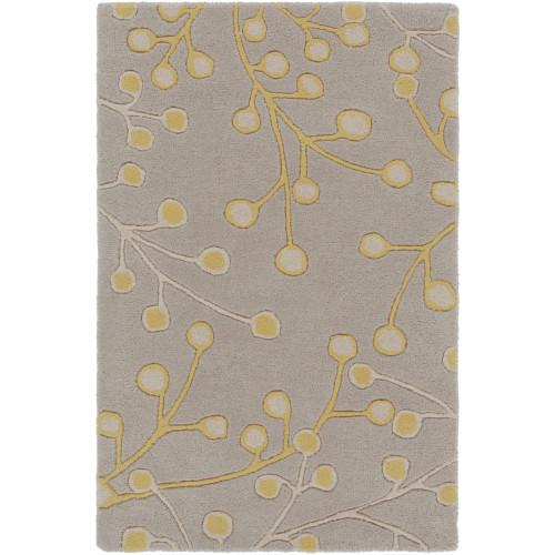 2' x 3' Floral Beige and Yellow Rectangular Wool Area Throw Rug - IMAGE 1