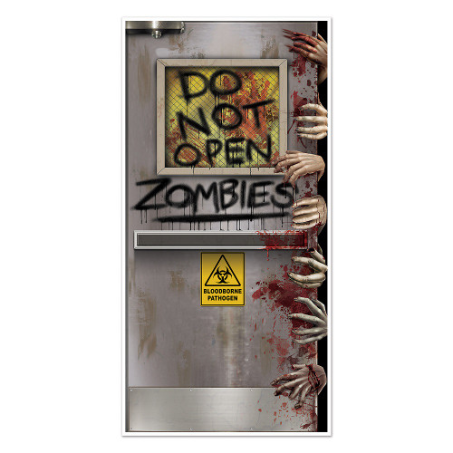 Club Pack of 12 Gray and Red Zombies Halloween Lab Door Covers 5' - IMAGE 1