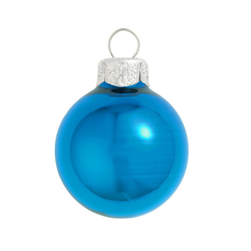 Shiny Finish Glass Christmas Ball Ornaments - 2" (50mm) - Wedgewood Blue - 28ct - IMAGE 1