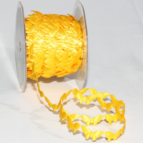 Yellow Satin Butterfly Embossed Garland Craft Ribbon 0.5" x 40 Yards - IMAGE 1