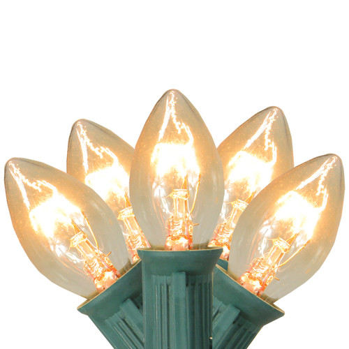 C7 Twinkling Christmas String Lights - Clear - 24' Green Wire - 25ct - IMAGE 1