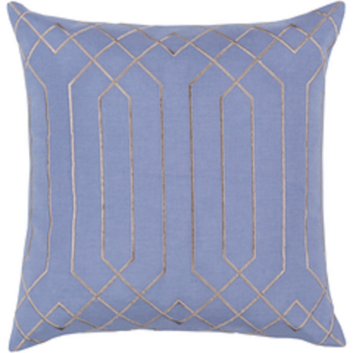 18" Blue and Gray Abstract Design Square Throw Pillow - IMAGE 1