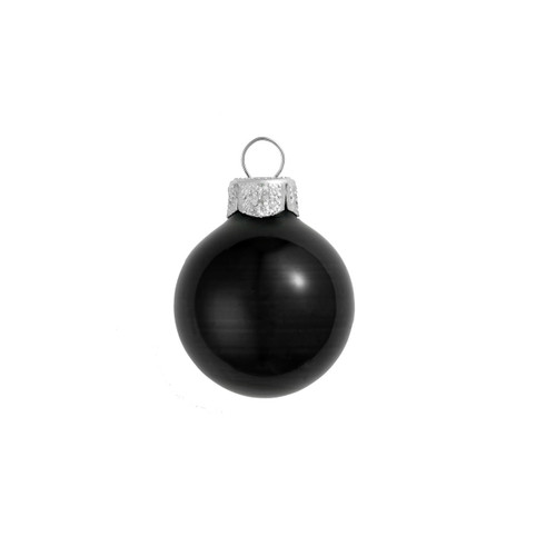 Mini Shiny Finish Glass Christmas Ball Ornaments - 1.5" (40mm) - Black - 40ct - IMAGE 1