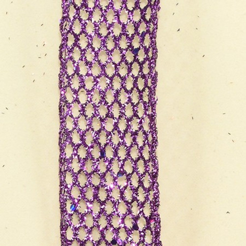 Purple Metallic Iris Wired Mesh Craft Ribbon 1.5" x 40 Yards - IMAGE 1