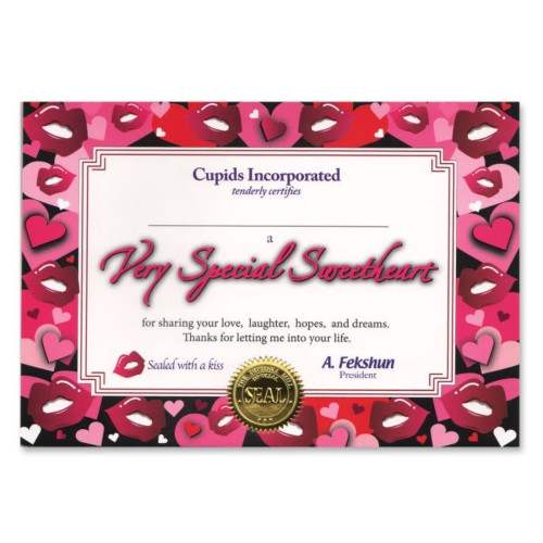 Very Special Sweetheart Certificate - 5" x 7" - Set of 6 - IMAGE 1