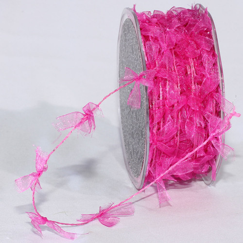 Sheer Fuchsia Pink Wired Craft Ribbon Garland 1" x 27 Yards - IMAGE 1