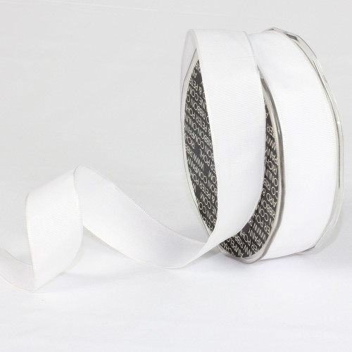 White Contemporary Wired Craft Ribbon 1" x 54 Yards - IMAGE 1