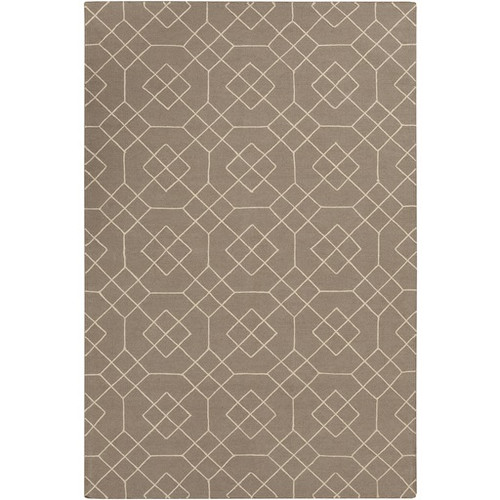 2' x 3' Geometric Cement Gray and Ivory Hand Woven Wool Area Throw Rug - IMAGE 1