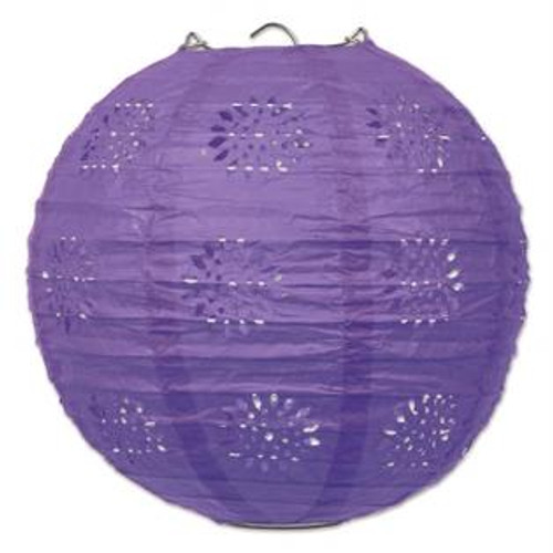 Club Pack of 18 Purple Lace Inspired Hanging Paper Lanterns Party Decorations 8" - IMAGE 1