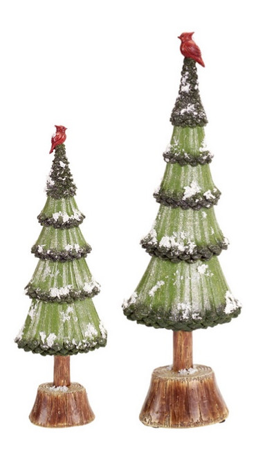 Set of 2 Green and Brown Artificial Christmas Tree Tabletop Decors 20.5" - IMAGE 1