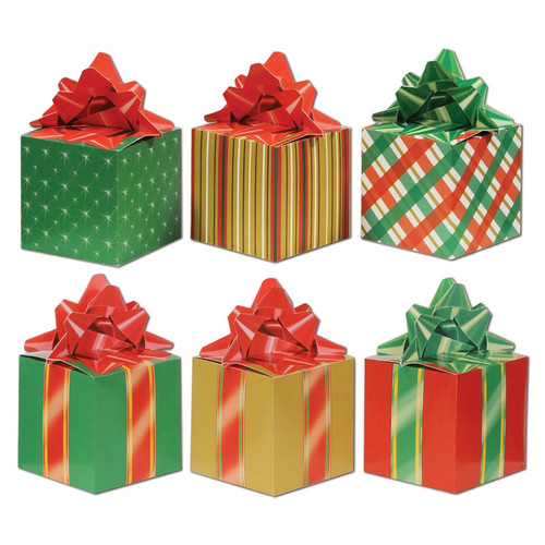 Club Pack of 36 Reversible 3-Dimensional Design Christmas Favor Boxes 6.75" - IMAGE 1