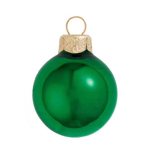 Mini Shiny Finish Glass Christmas Ball Ornaments - 1.5" (40mm) - Green - 40ct - IMAGE 1