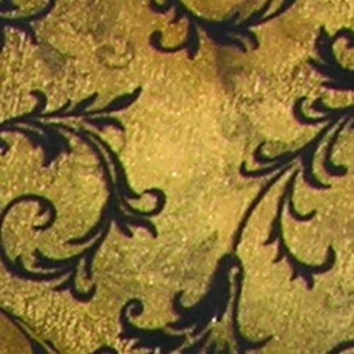 Metallic Sheer Gold Colored and Black Swirling Brocade Pattern Wired Craft Ribbon 2.5" x 40 Yards - IMAGE 1