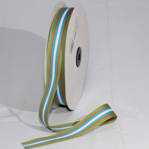 Vibrantly Colored Striped Woven Grosgrain Craft Ribbon 1" x 55 Yards - IMAGE 1