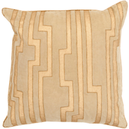 18" Brown and Gold Decorative Square Throw Pillow - Down Filler - IMAGE 1