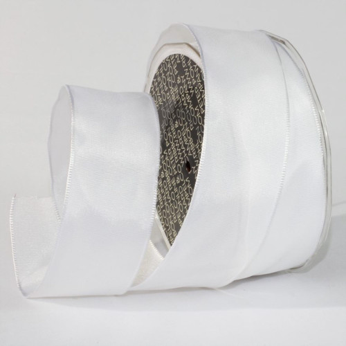 White Solid Wired Craft Ribbon 1.5" x 27 Yards - IMAGE 1