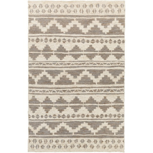 8' x 11' Contemporary White and Gray Hand Woven Rectangular Area Throw Rug - IMAGE 1