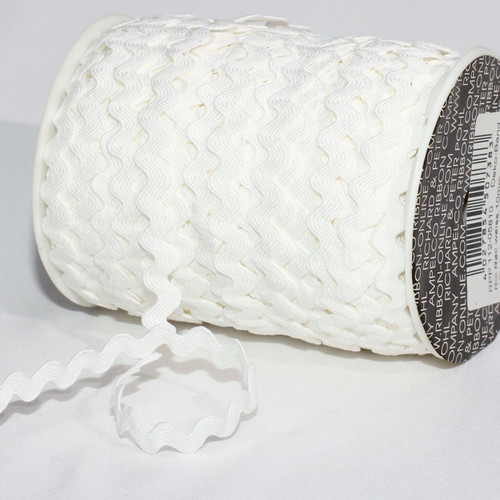 White Woven Edge Ric Rac Christmas Craft Ribbon 0.25