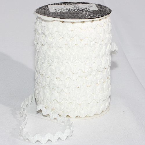 White Woven Edge Ric Rac Christmas Craft Ribbon 0.25" x 220 Yards - IMAGE 1