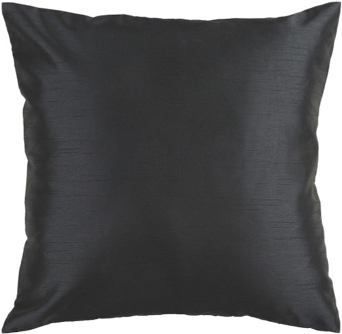 22" Jet Black Solid Square Contemporary Throw Pillow - Down Filler - IMAGE 1